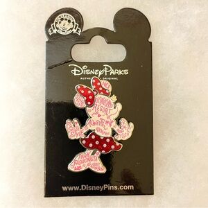 Disney Parks Rock the Dots Minnie Mouse "Word Filled" Enamel Pin